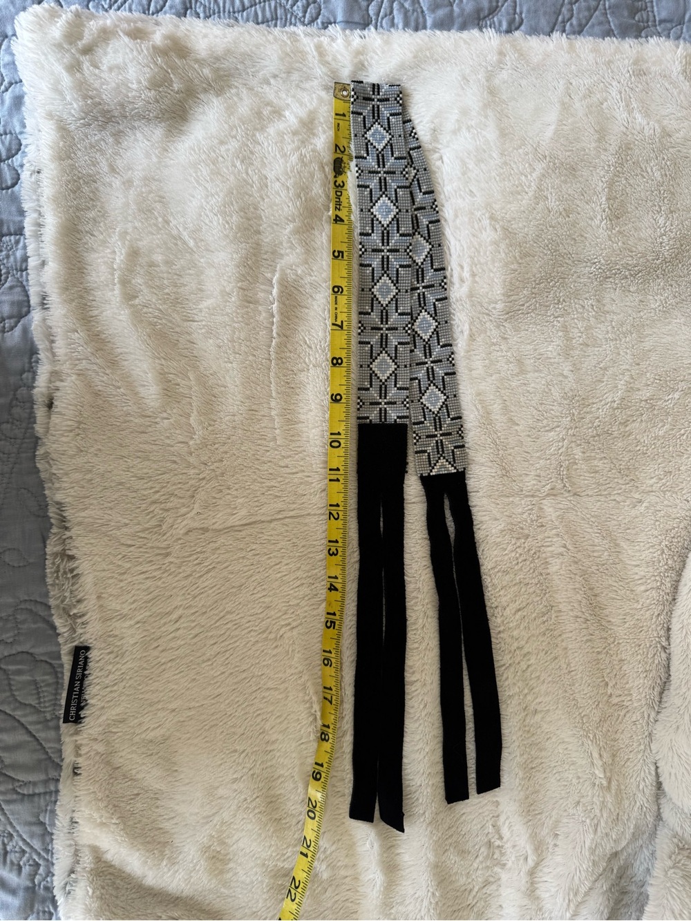 Hand Crafted Grey and Blue Beaded Hat Band